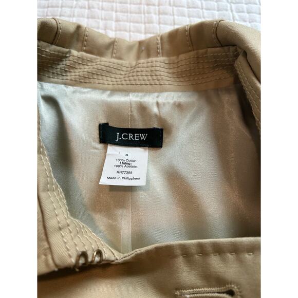 J Crew women's Tan Classic Double Breasted Trench Coat w Belt Size XS - Picture 4 of 12